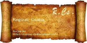 Regius Csaba névjegykártya